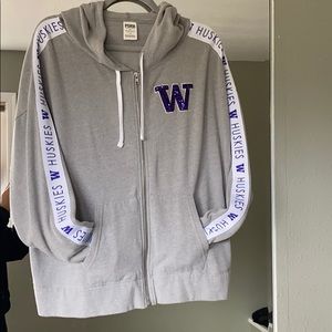 pink university of Washington zip up